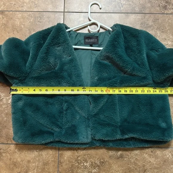 Eloquii Holiday Green Faux Fur Jacket.Excellent Condition. Pockets Women’s 18/20 - Picture 5 of 5